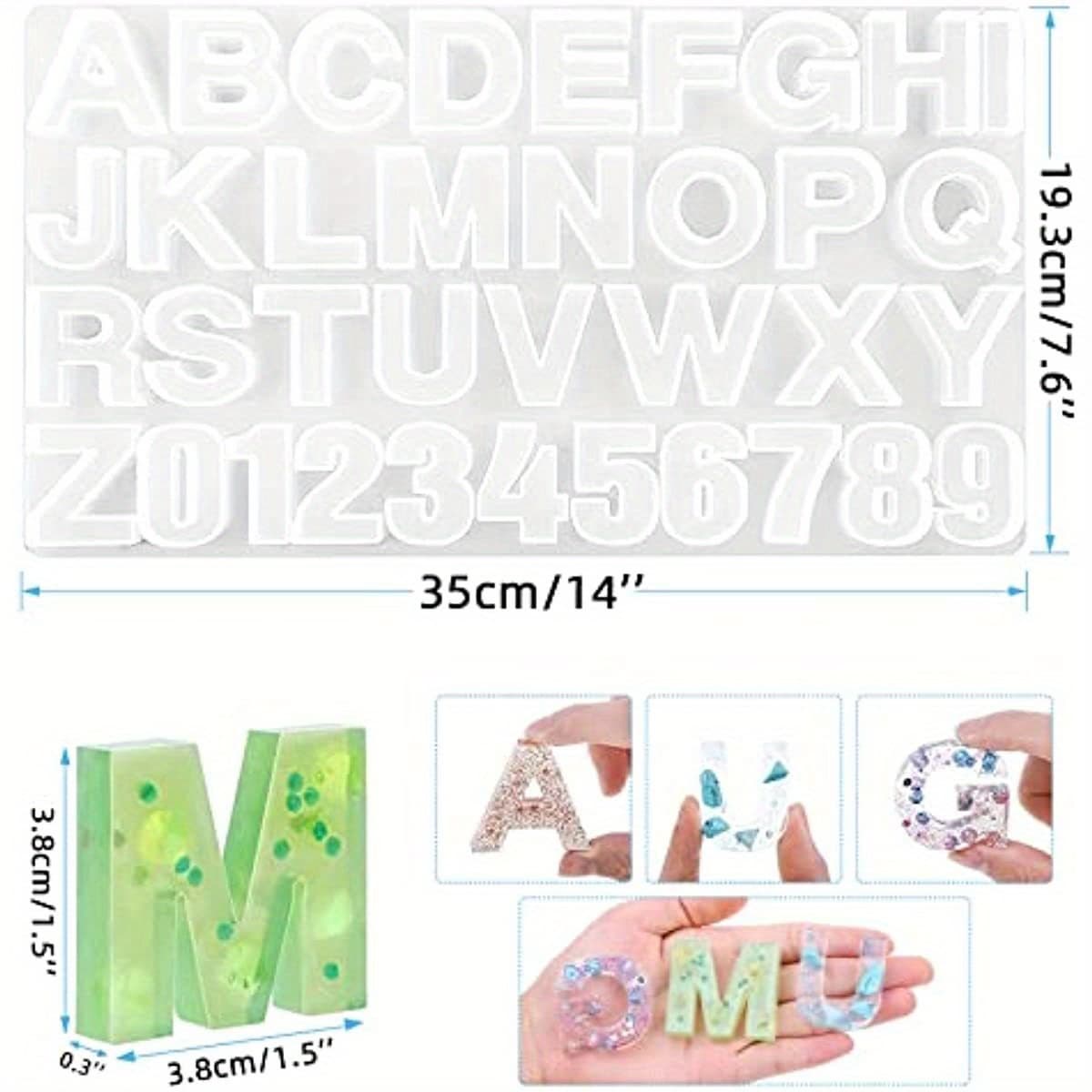 TEMU Silicone Alphabet Resin Molds, Digital Alphabet Jewelry, Silicone Resin Molds, Chocolate Alphabet Molds, For Diy Craft Casting