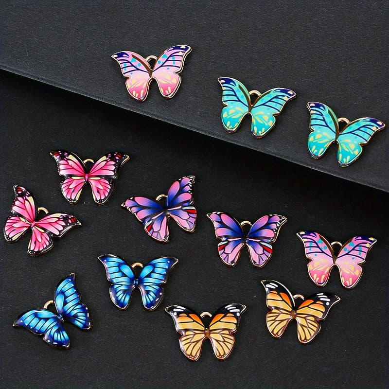 TEMU 12pcs Vibrant Charms, 21x15mm Enamel Metal Pendants For Making - Perfect For Necklaces & Bracelets, Charms For Jewelry Making, Small Charms, Accessories