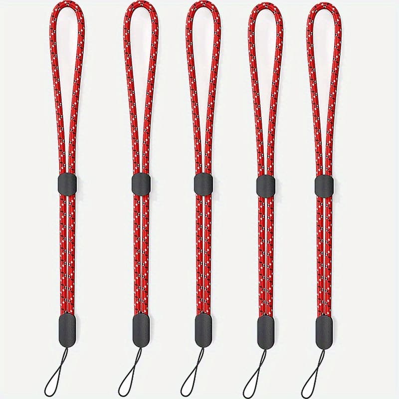 TEMU 5-pack Short Adjustable Anti-lost Woven Phone Lanyard For Wrist, Flashlight, Usb Drive, Power Bank, And Earphone Case