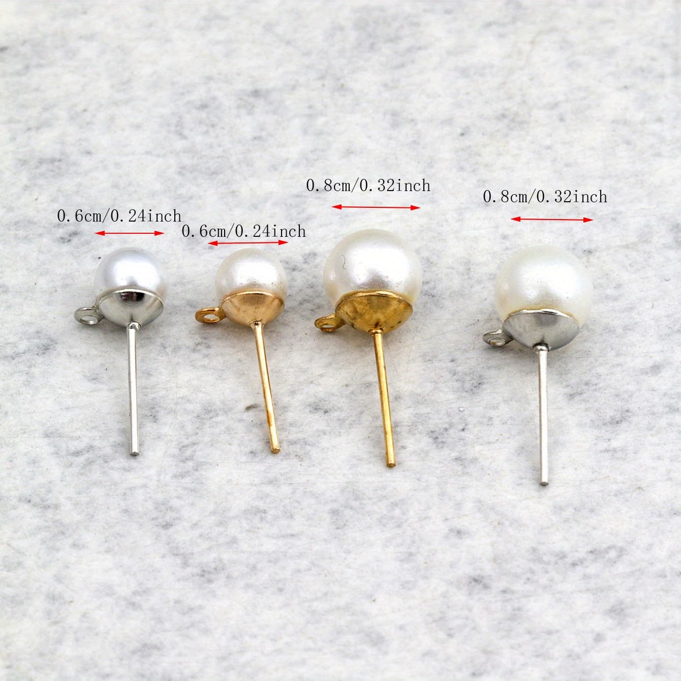 TEMU 40pcs Bulk Artificial Pearl Two-color Mixed Alloy Material Fashion For Stud Earrings Handmade Making Accessories