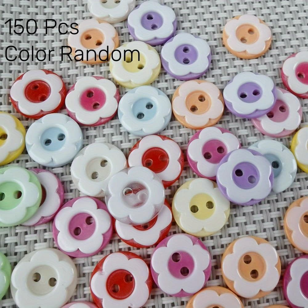 TEMU 150pcs Round Flower Buttons Size 1/2 Inch For Arts & Crafts Decoration Collections Sewing Different Color For Crafts Resin Round Buttons Craft Buttons Basic Buttons