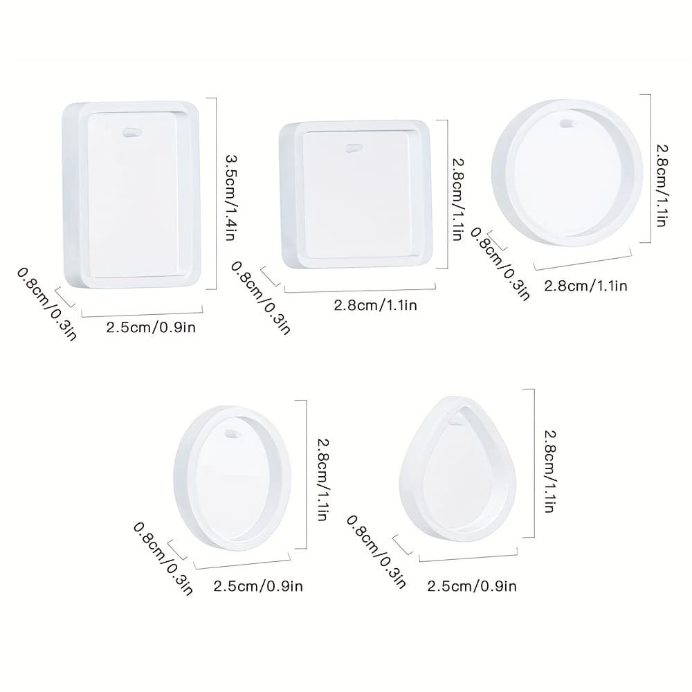 TEMU 5pcs/set Resin Pendant Silicone Casting Mold Drops Oval Shape Mirror Epoxy Resin Silicone Mold For Diy Keychain Necklace Resin Earrings Small Pendant