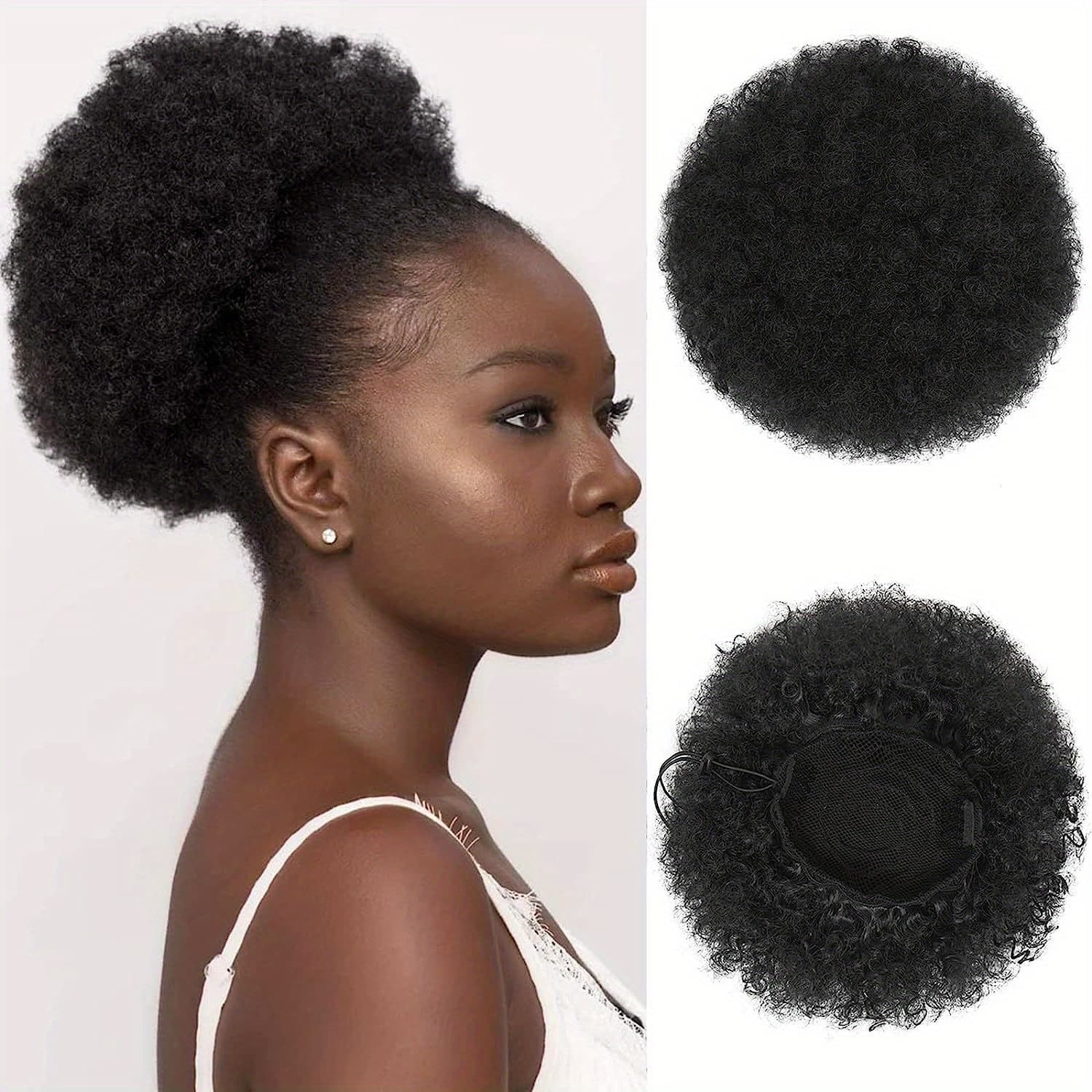 TEMU Afro Puff Ponytail Extensions - Short Synthetic Updo Hair Pieces For Natural Look And Style Hair Accessories Halloween Christmas
