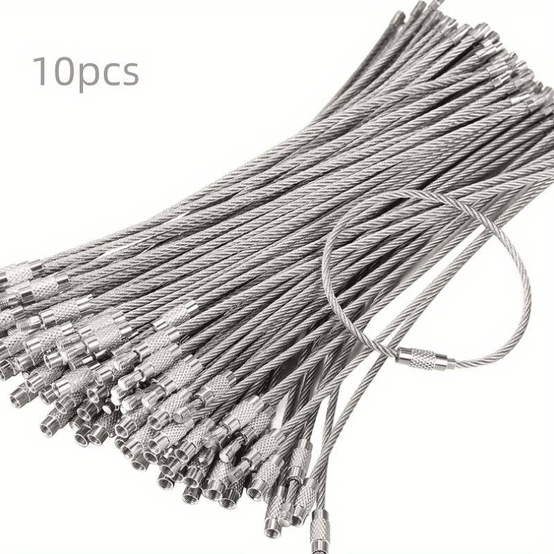TEMU 10pcs Heavy Duty Stainless Steel Men's Braided Keychain Cord - 5.9 Inch Cord Keyring Cord Connecting Cord, 2mm Torque For Flashlights, Tools And Keys - / Remove Luggage Tags