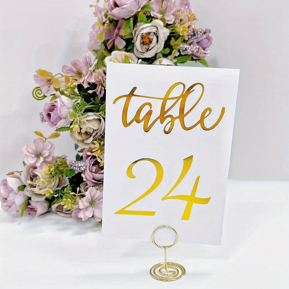 TEMU Table Numbers Cards (1-30 + ) 4x6 Double Sided Modern Calligraphy Foil Design Best For Receptions, Banquets, Cafés, Restaurants & Parties