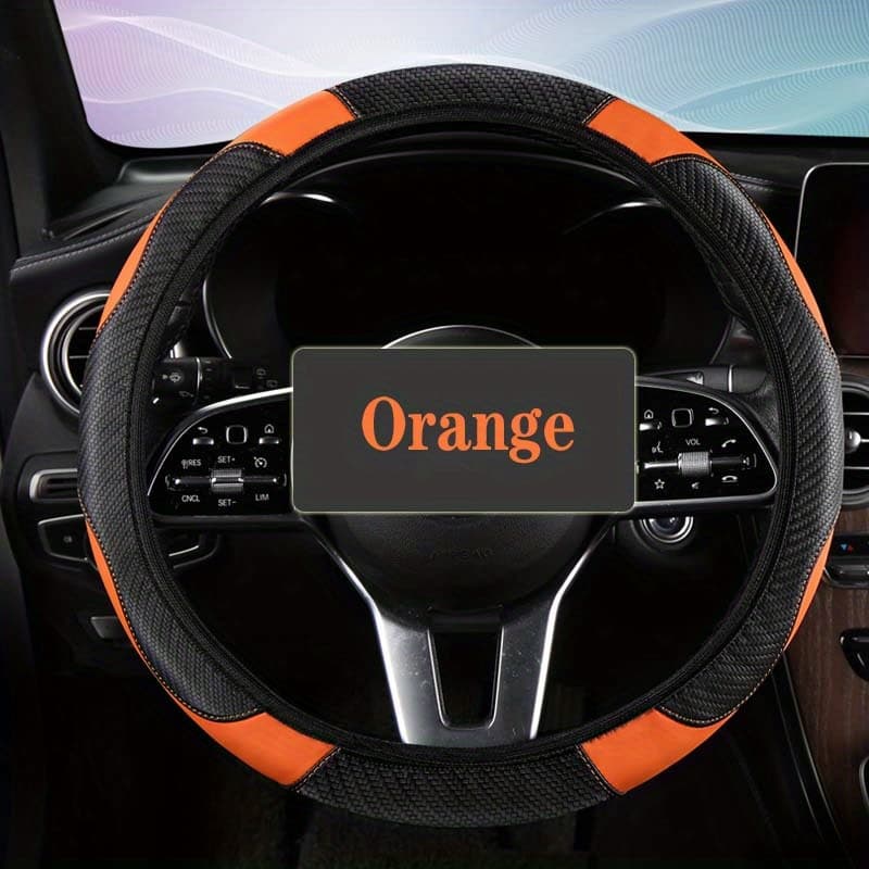TEMU Car Steering Wheel Cover, Pu Leather, No , Elastic Band, Steering Wheel Cover, Summer Anti-slip, Sweat-absorbent, Breathable, Cute For Men And Women, Car Steering Wheel Cover