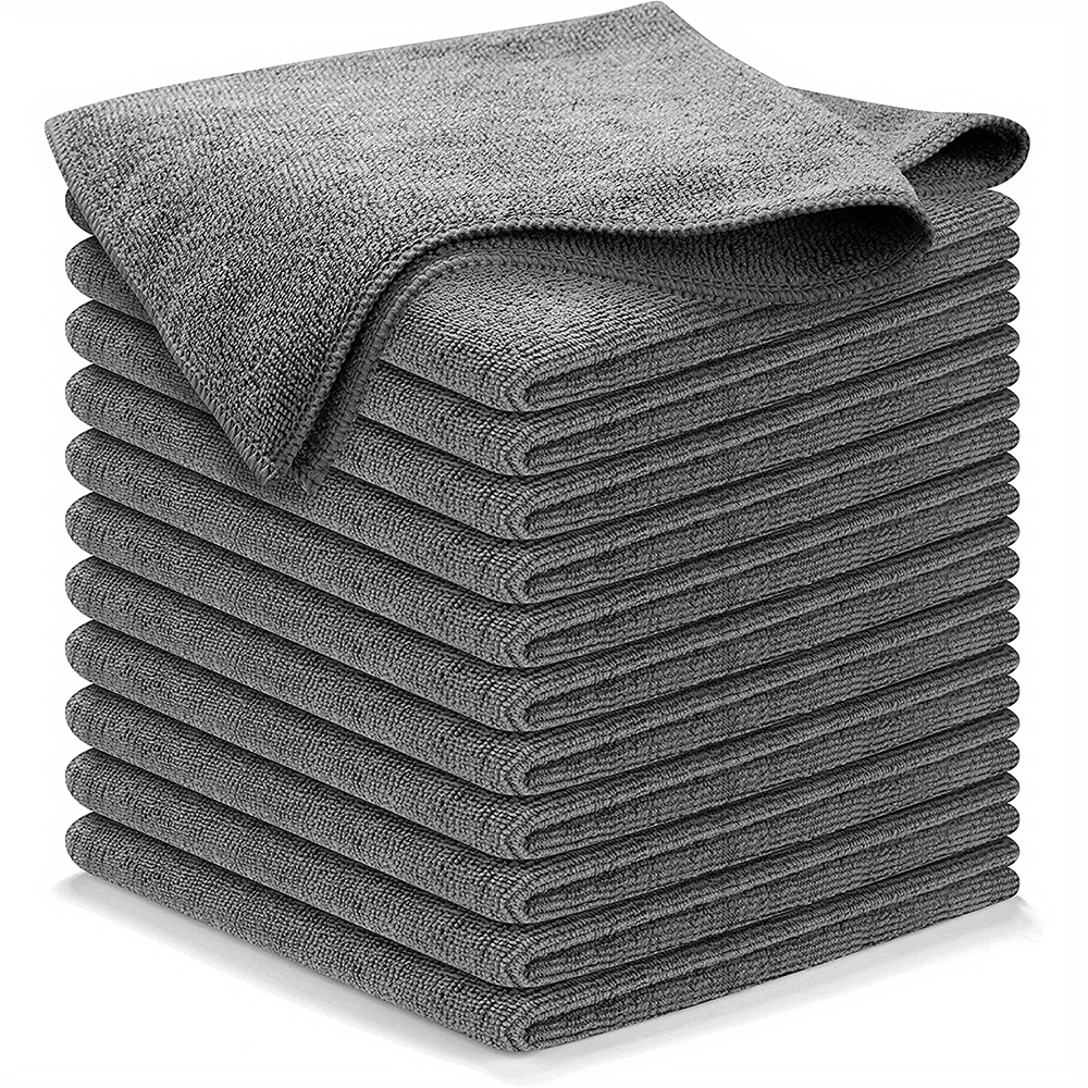 TEMU Microfiber Cleaning Cloth Grey - 6/12/50pcs (12x12 Inch) - 1200 , Ultra Absorbent Towels Weave & Liquid For Streak-free - Car Washing Cloth And Applicator