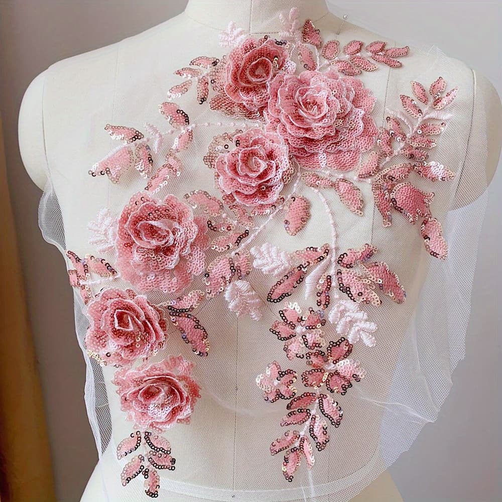 TEMU Clothing Accessories For Wedding Dresses With Colorful Three-dimensional Floral Embroidery Lace Appliques.