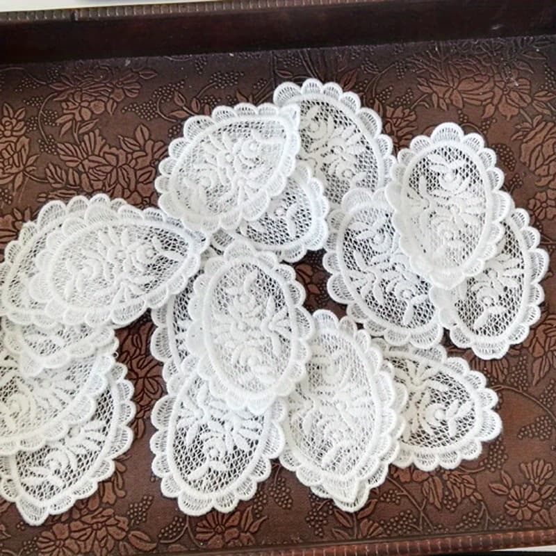 TEMU 10 White Water-soluble Flowers, Three-dimensional Hollow-out Fabric Patches, Diy Lace Accessories, Patch Appliques