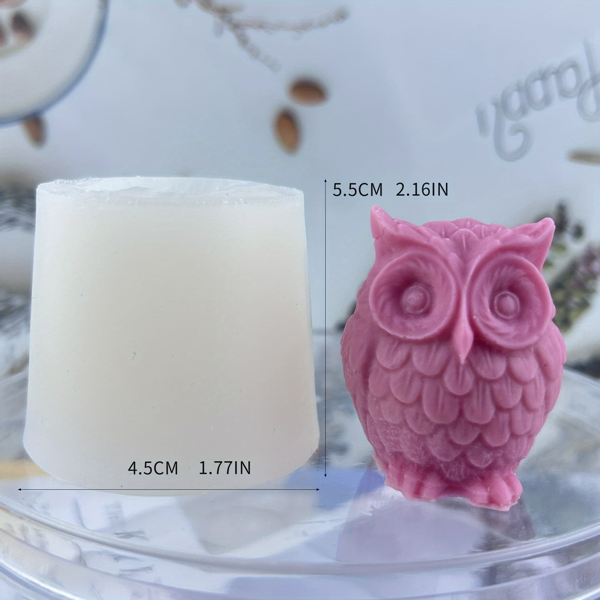 TEMU 1pc 3d Owl Silicone Mold, Diy Owl-shaped Candle & Plaster Ornaments, Expandable Fragrant Stone Drop Mold, Craft Making Tool
