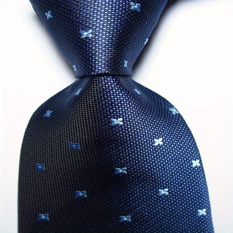 TEMU New Dot Style Tie Men's Necktie Set Dark Blue Jacquard Woven Men's Tie Necktie