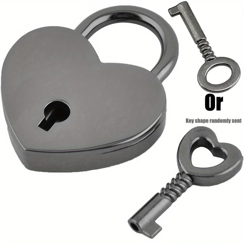 TEMU 1pc Heart Shaped Padlock Retro Classic Mini Padlock Retro Lock With Key For Jewelry Box Small Wooden Box (key Random)