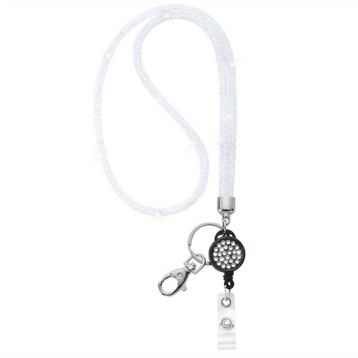 TEMU Id Card Lanyard Bling, 32.9" Crystal Id Card Holder With Lanyard Retractable Badge Holder Strap For Women