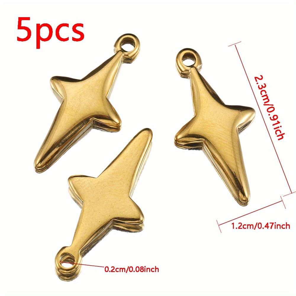 TEMU 5 Golden 304 Stainless Steel Pendants, 2.3*1.2cm Meteorite Pendant Diy Necklace Bracelet Accessory