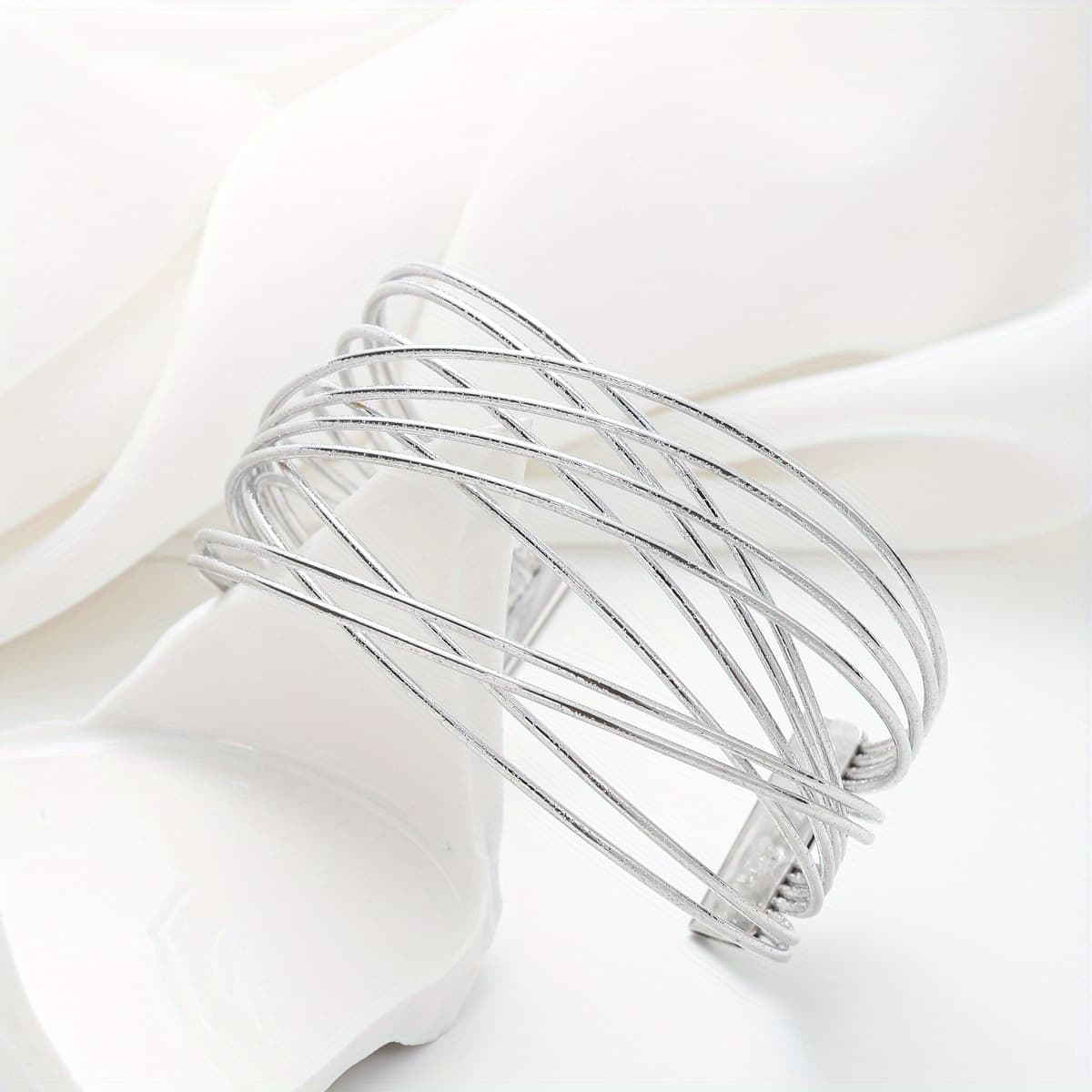 TEMU European And Fashion Style Copper Wire Wide Bracelet