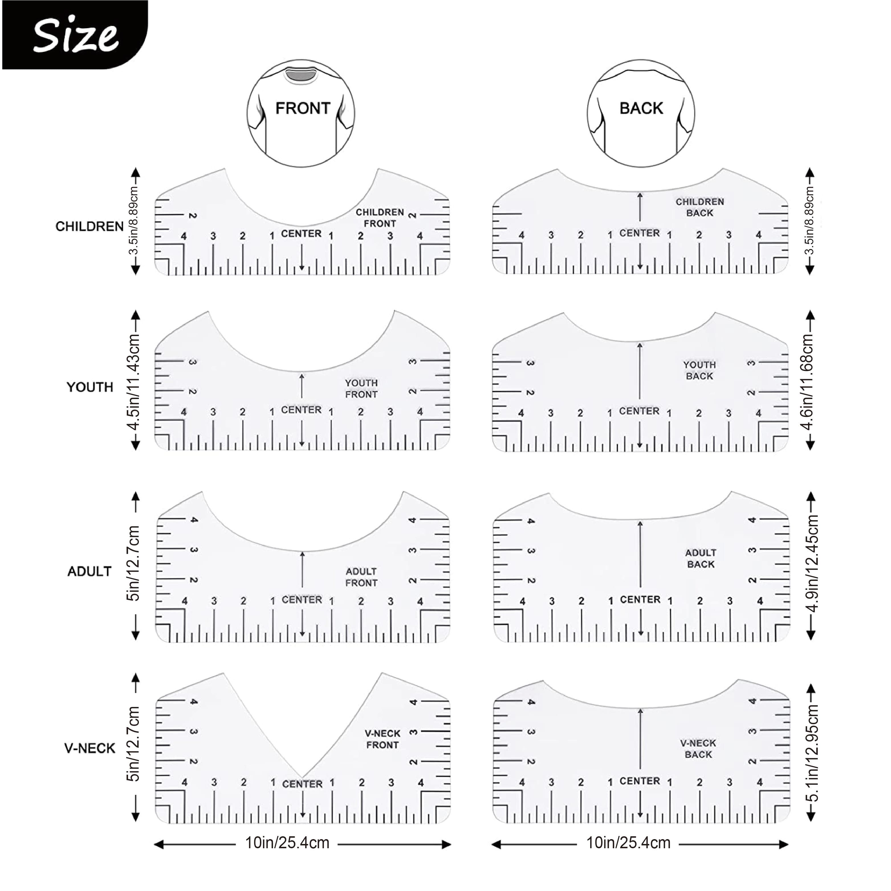 TEMU 8pcs T Shirt Ruler Guide Perfectly Vinyl Designs For Heat Press & Sublimation