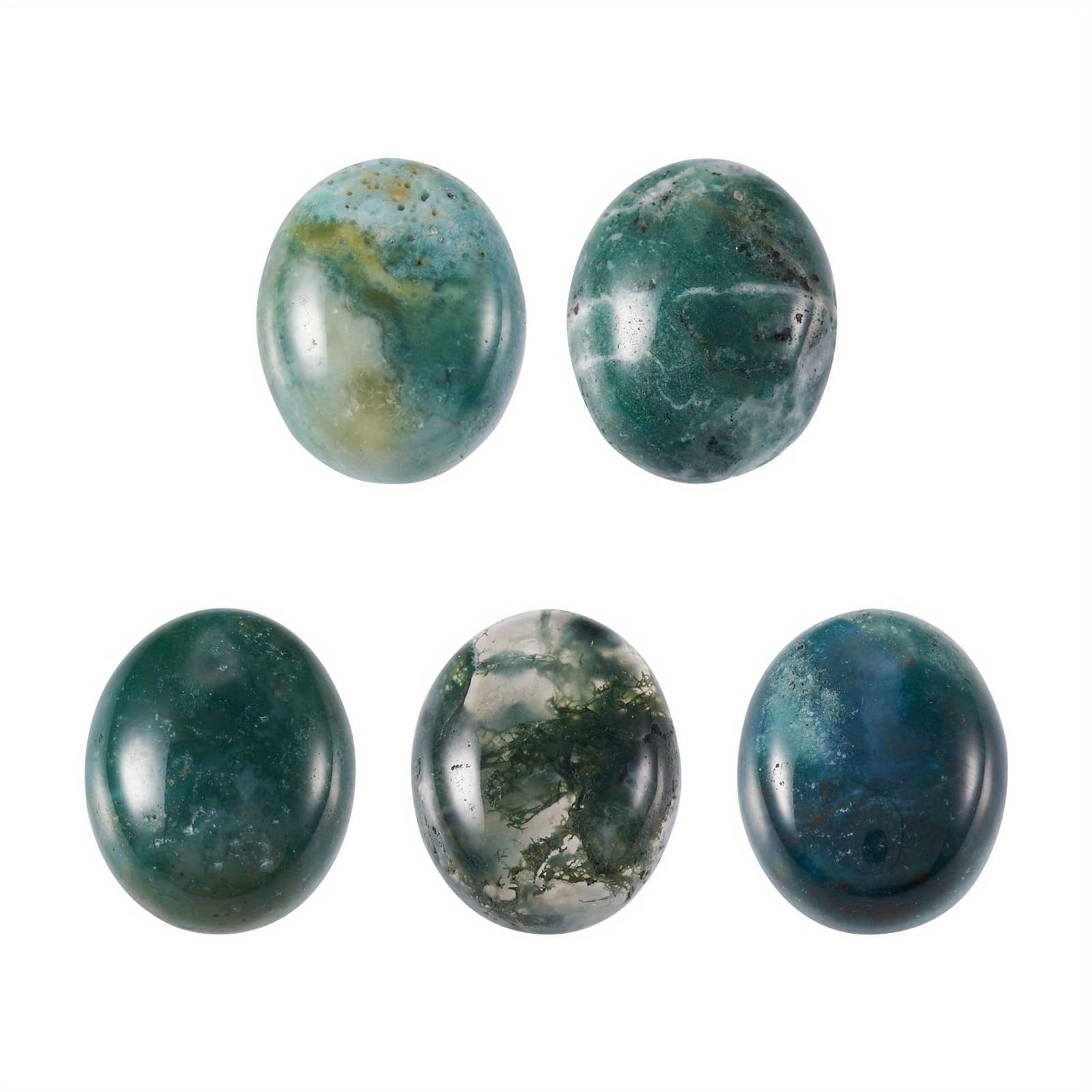 TEMU 5pcs Of Grass Agate Slices, Oval-shaped