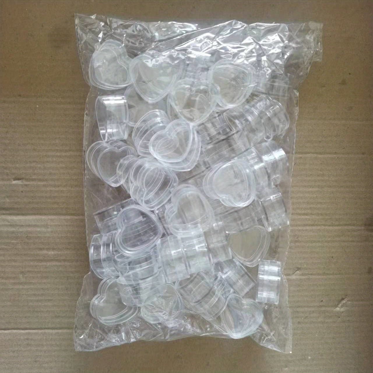 TEMU 50pcs Heart Shape Cosmetic Jars Empty Clear Cosmetic Containers Mini Refillable Plastic Boxes With Lids For Sample, Eye Shadow, Nail Powder, Cream, Makeup
