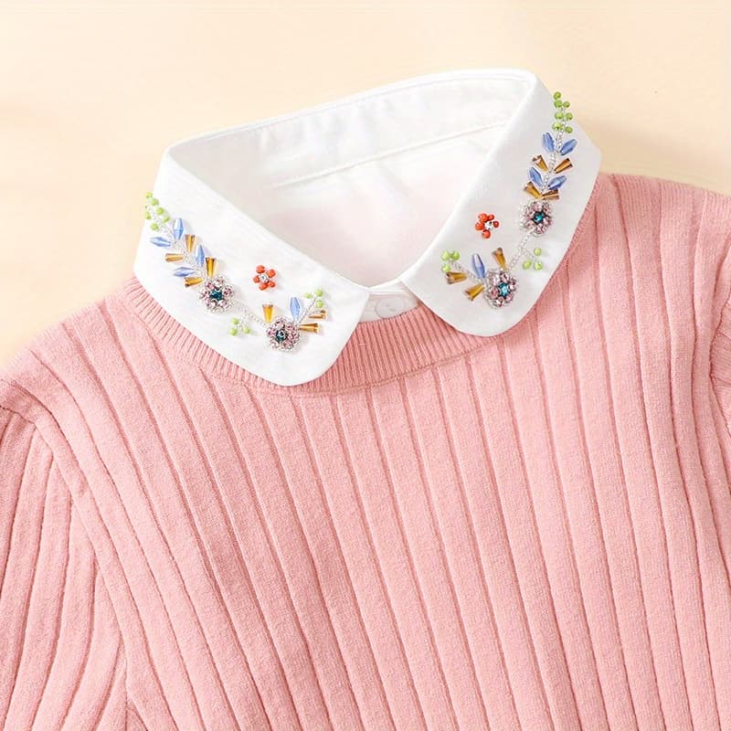 TEMU Women' Chiffon Handmade Beaded Decorative Fake Shirt Collar Detachable Collar