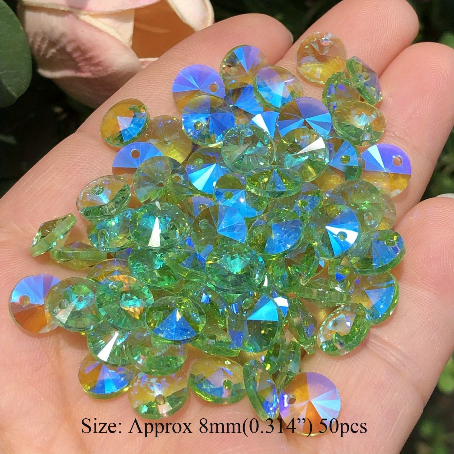 TEMU 8mm 50pcs Satellite Drill Rondelle Glitter Crystal Glass Bead Jewelry Making Side Hole Beads Diy Earring Pendant Accessories