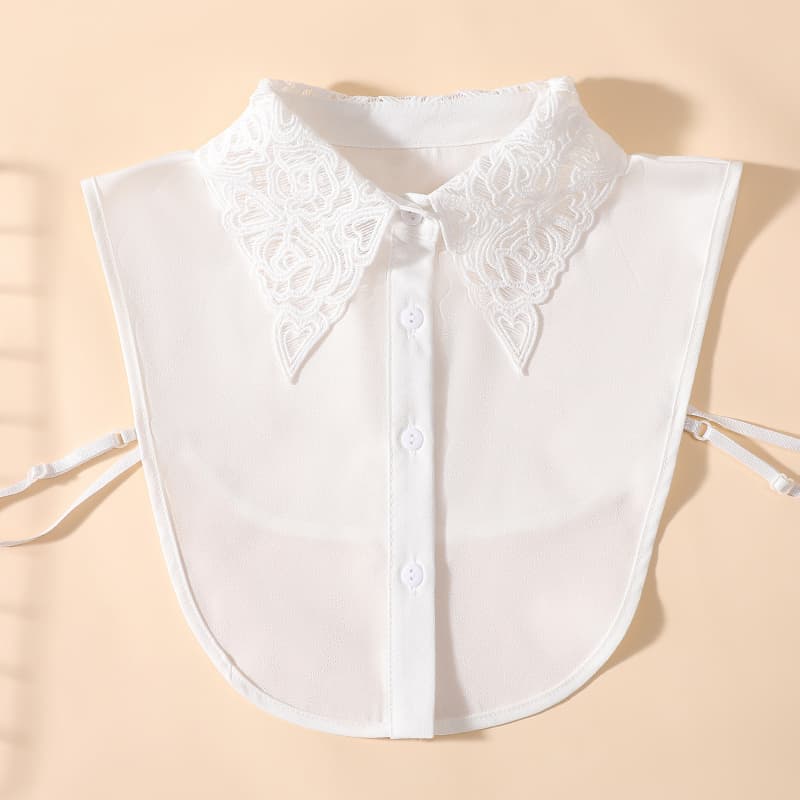 TEMU Women's Versatile Peach Heart Embroidery Fake Collar
