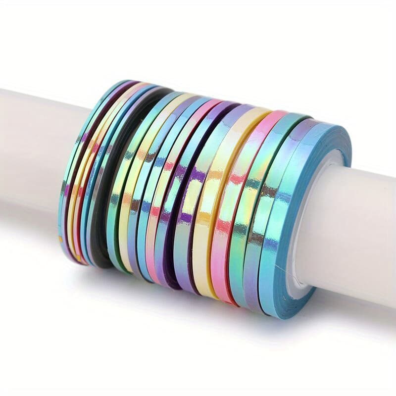 TEMU 18pcs Mermaid Nail Striping Tape Line Sticker Candy Color Decals Diy Nail Art Manicure Decoration