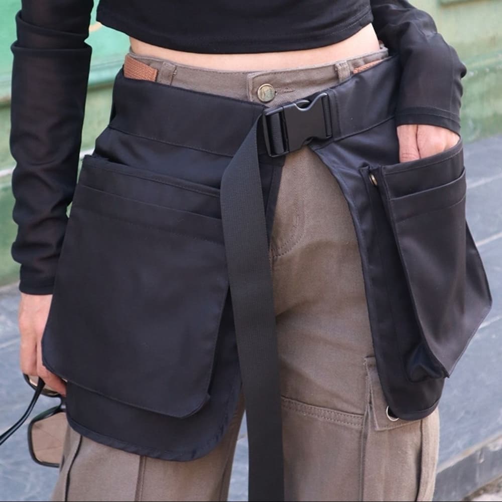 TEMU Outdoor Trendy Apron Waist Seal Large Capacity Multi- Waist Bag Internet Celebrity Niche Style Waist Seal Ins Multi-functional Zipper Waist Bag