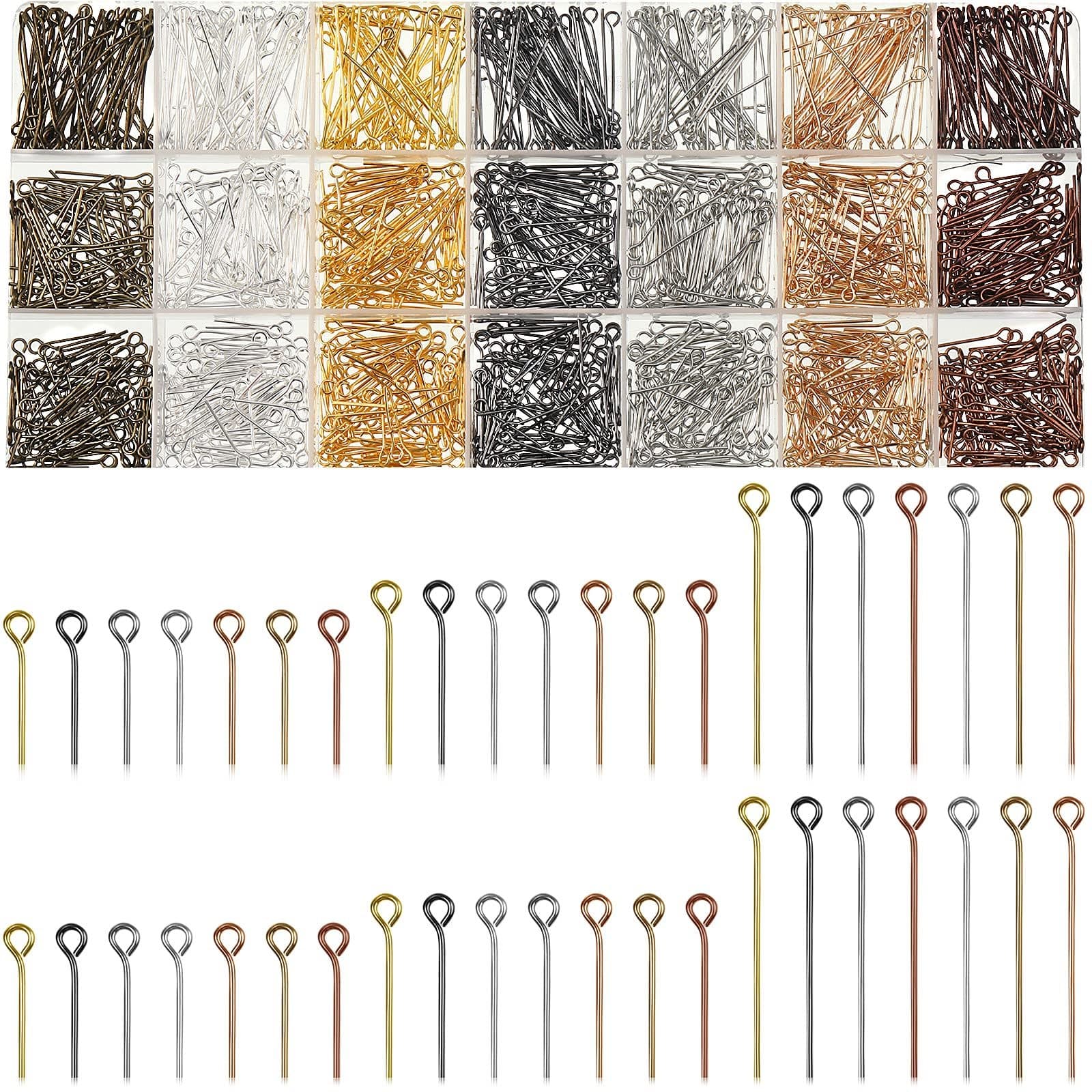 TEMU 1400pcs Vintage Color, 3cm/2cm/1.6cm 3 Models Mixed 9-shaped Needle/ Needle For, Jewelry Making