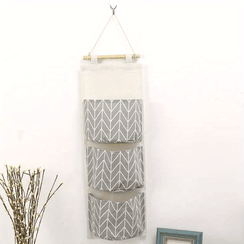 TEMU 1/kitchen Storage Hanging Bag 3-layer Hanging Pocket Fabric Door Back Storage Bag Storage Bag