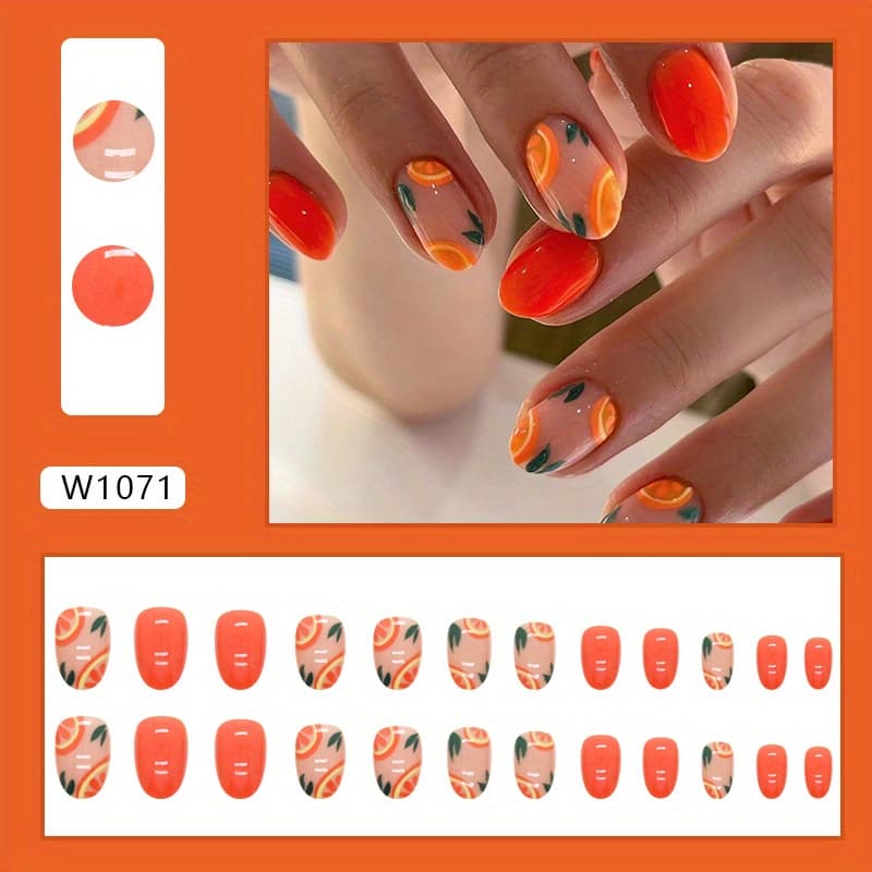 TEMU Sweet Nail Art For, Hot Fake Nails, Instagram- Short Oval Press-on Nails