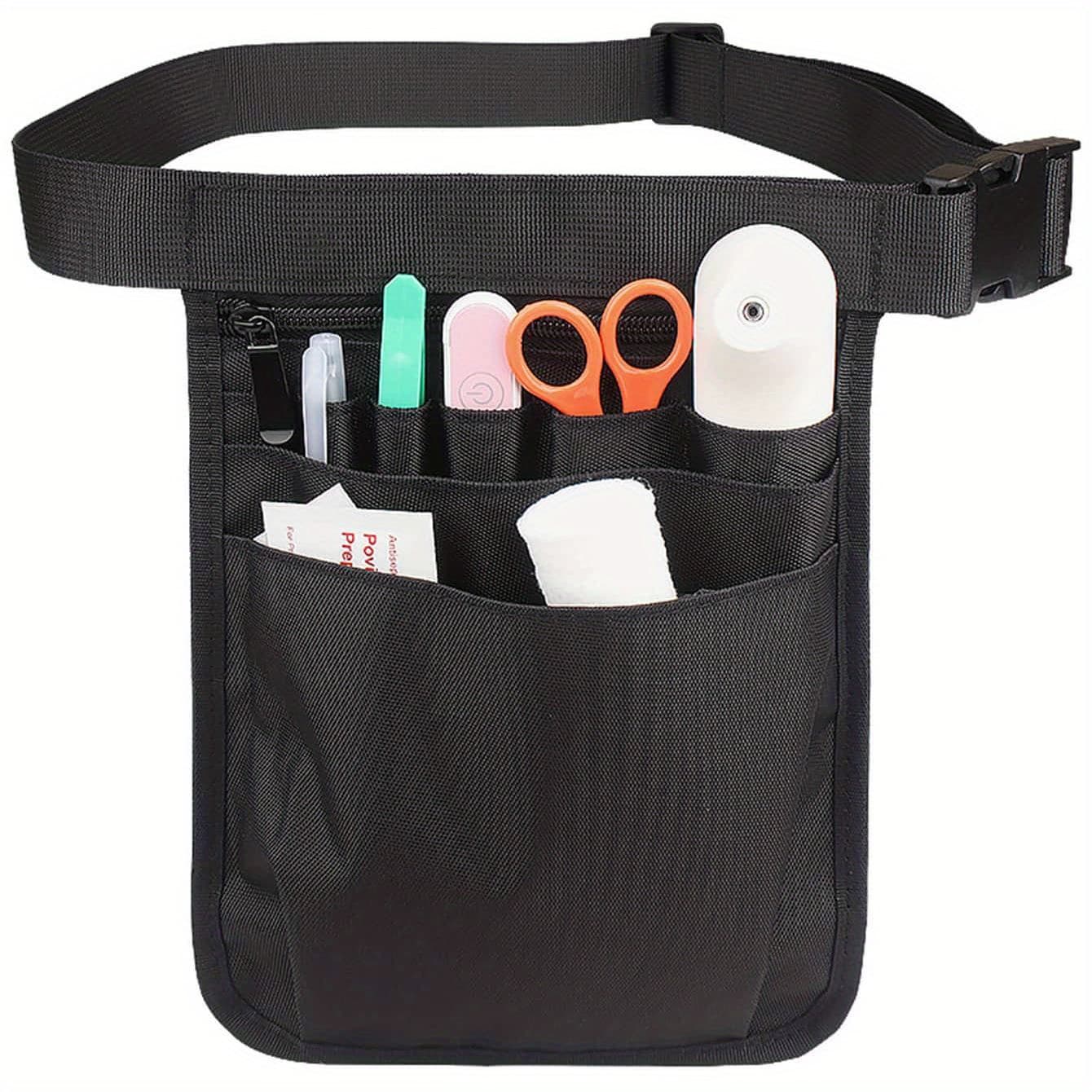 TEMU Black Nylon Electrician Tool Storage Waist Bag, Nurse Work Waist Bag, Single Pack