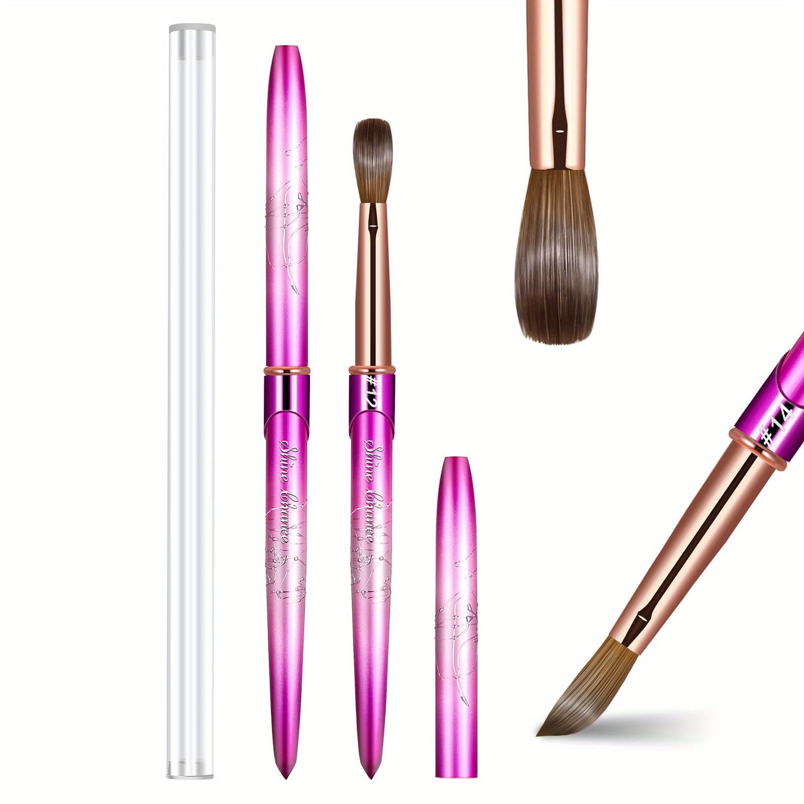 TEMU Kolinsky Hair Oval Nail Brush Suitable For Acrylic Applications, Professional Nail Extension Nail Tool Stripe Nail Drawing Pen Suitable For thumbnail 2