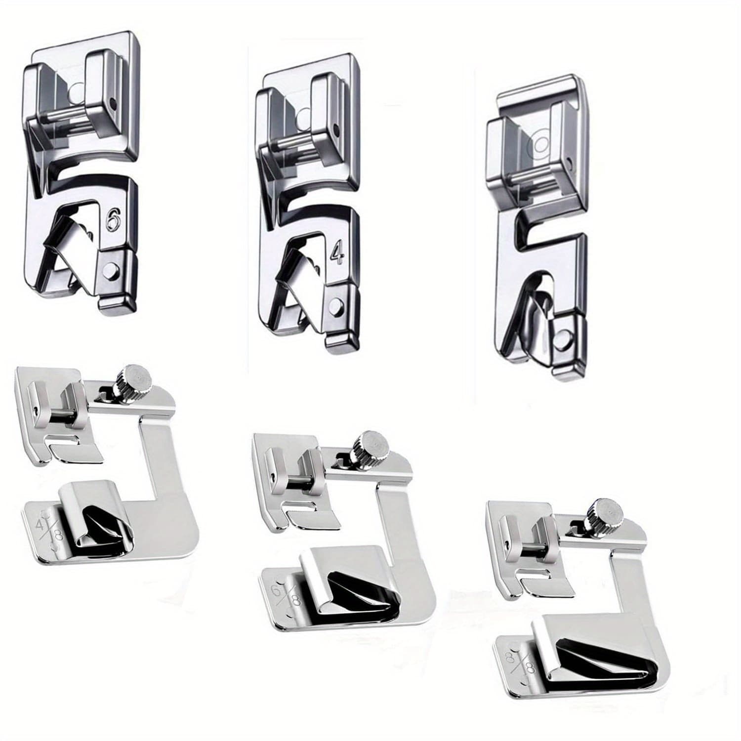 TEMU 6pcs Foot Kit For Brother Singer Low Shank Sewing Machine With Rolled Edge Presser Feet