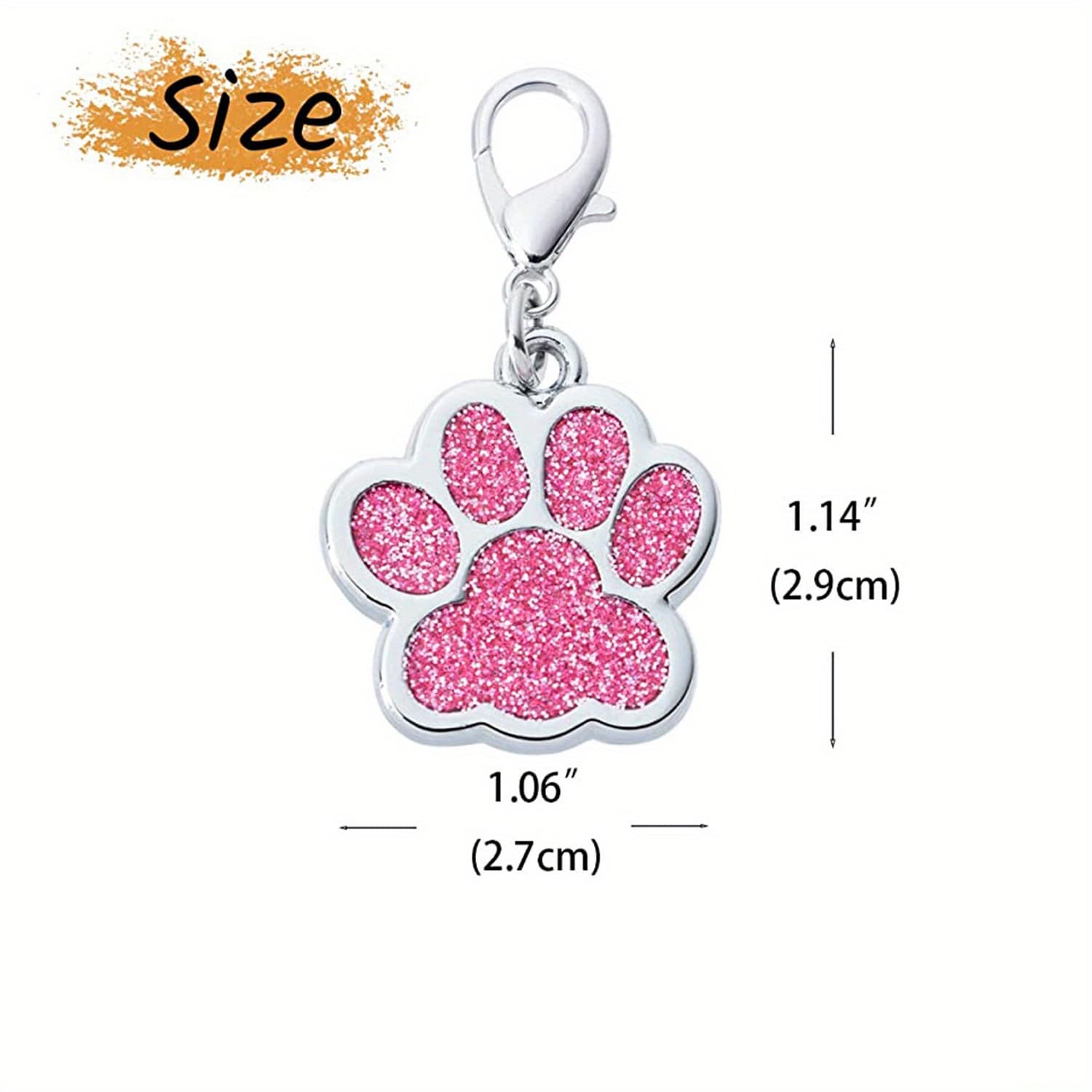 TEMU Customizable Glitter Paw Print Dog Tag