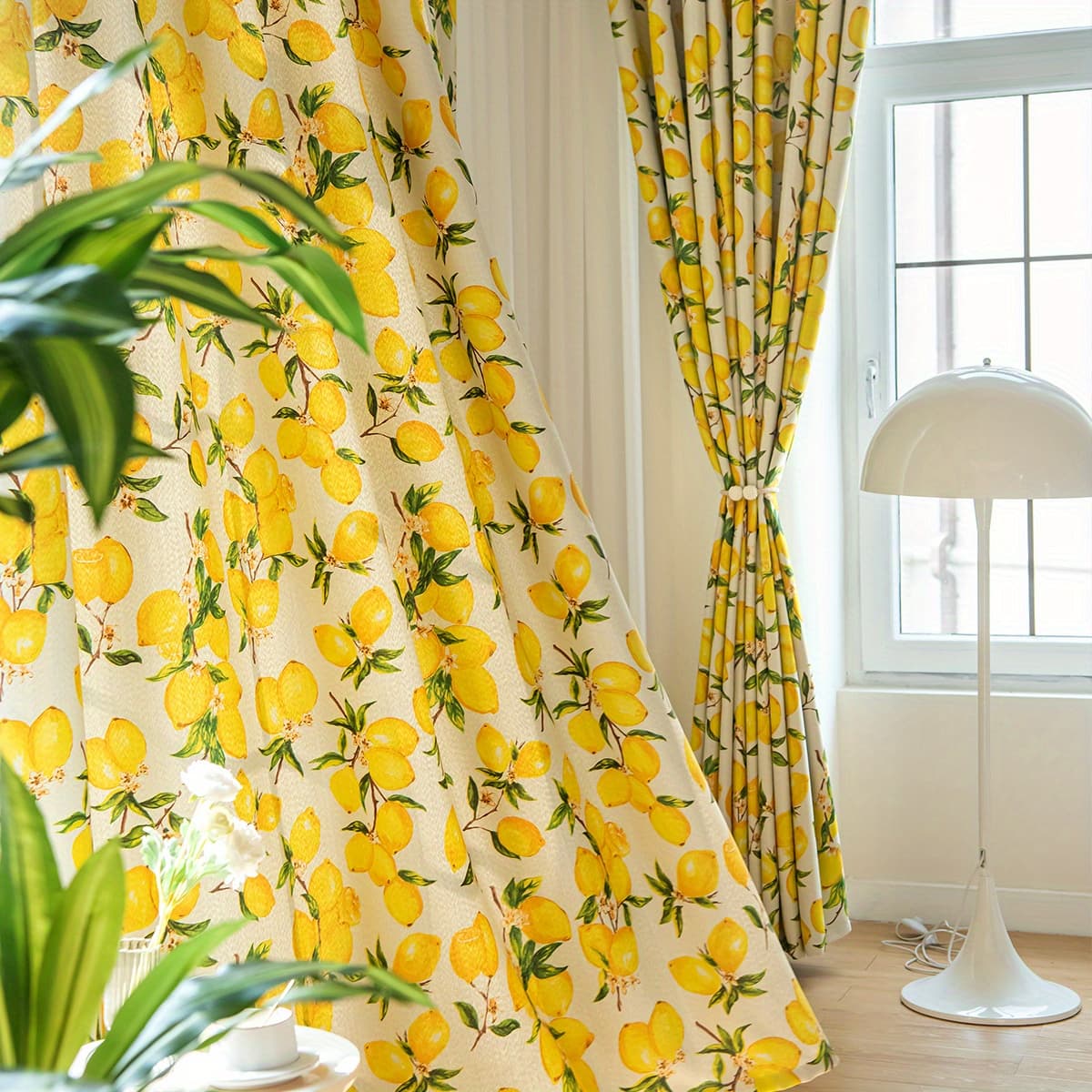 TEMU 1pc Hand-painted Lemon Tree Print Thickened Blackout Curtain