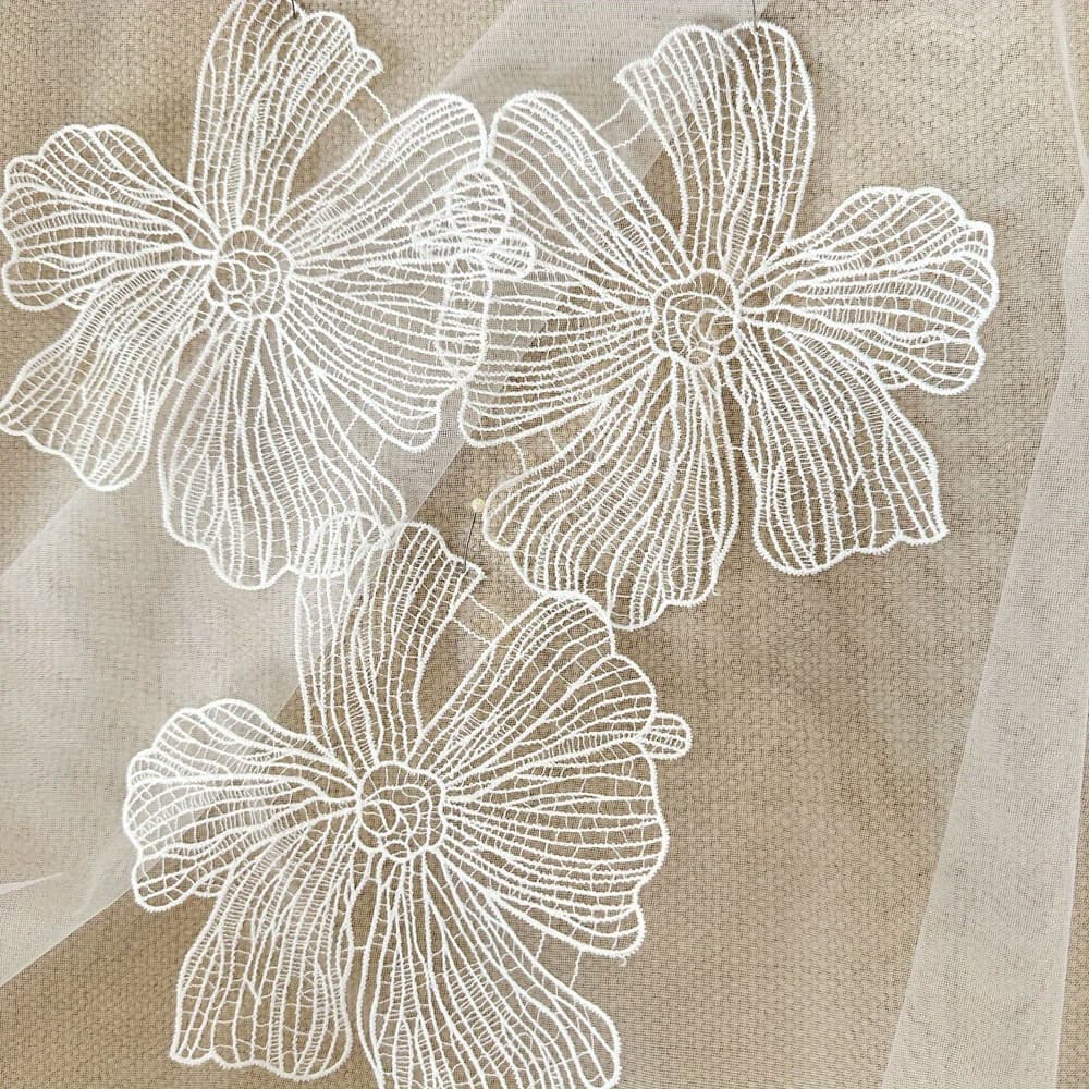 TEMU 5pcs Exquisite Fiber Fabric Lace Flower Patches For Headwear, Wedding Dress, And Clothing Decoration Accessories