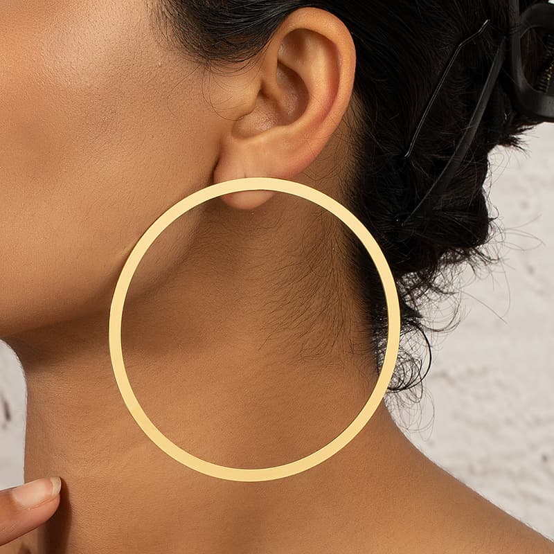 TEMU European And American Ins Trendy Jewelry Minimalist Metal Oversized Round Frame Earrings
