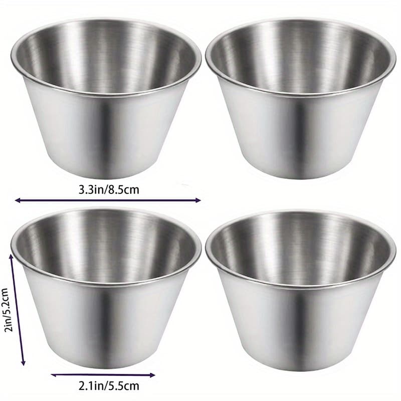 TEMU [4 Pack]small Sauce Cups Stainless Steel Sauce Cups Appetizer Plate- Commercial Grade Individual Round Condiment Cups(1.5oz, 2.5oz, 3oz, 4oz)6 Sizes, Portion Dipping Set