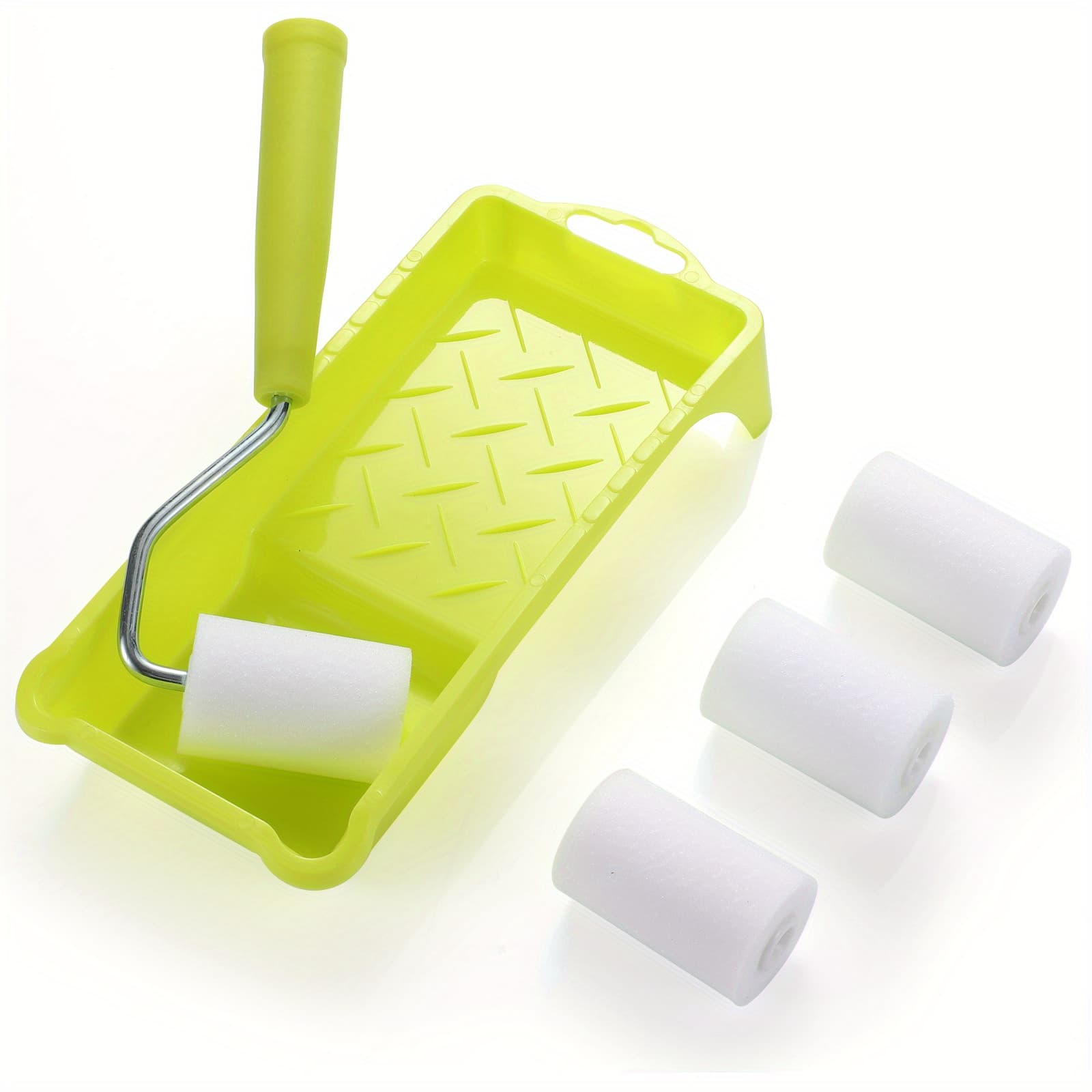 TEMU 4pcs Diy 2inch Paint Roller Set, Covers 1pc Paint Roller Frame 1pc Plastic Tray