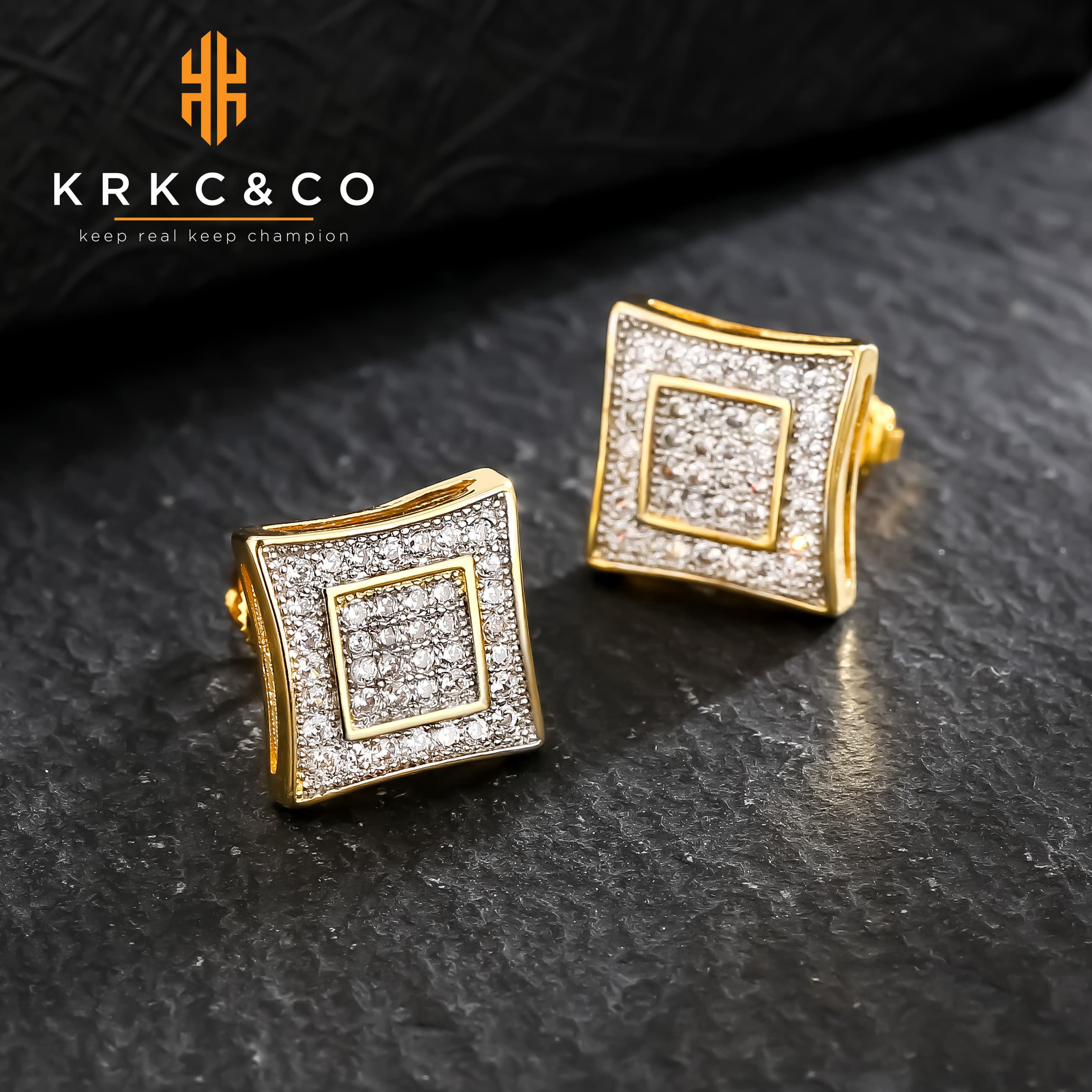 TEMU 1 Pair Square Men's Earrings Hip Hop Earrings Micro-pave Synthetic Synthetic Synthetic Zircon​​ Earrings Gift