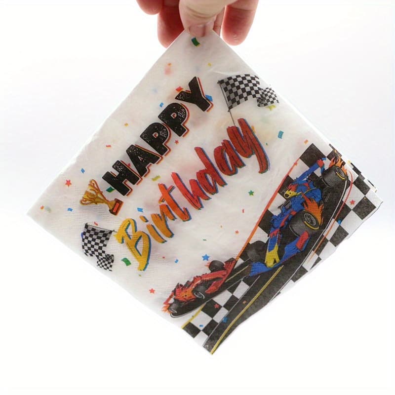 TEMU 20pcs, Race Car Birthday Party Napkins Racing Car Themed Party Paper Dinnerware For Race Sports Boys Birthday Baby Shower Decorations Favors