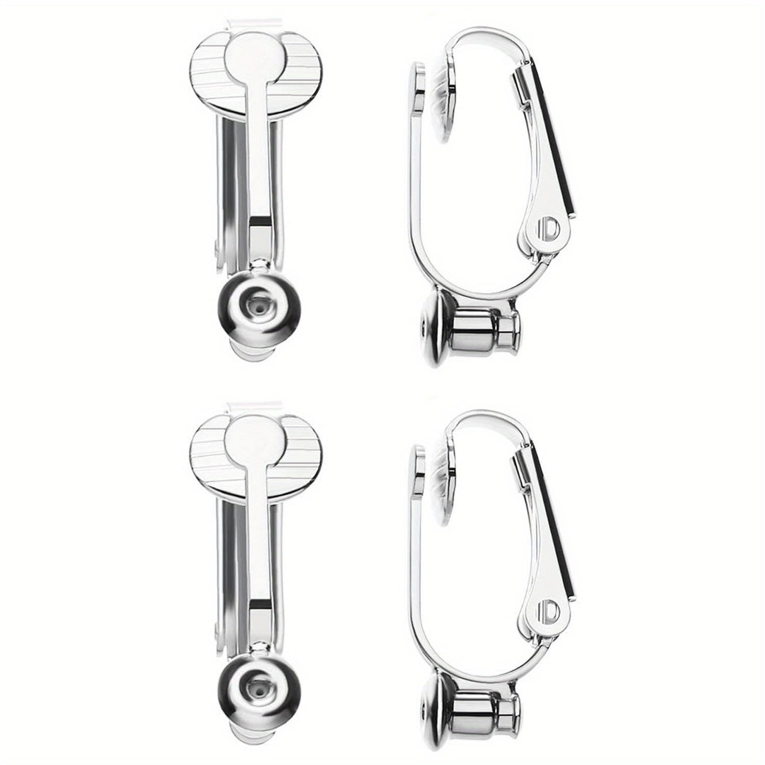 TEMU 4pcs Earring Clip Backs Clip-on Earring Converter Components Findings With Post For None Pierced Ears, Silvery And Golden