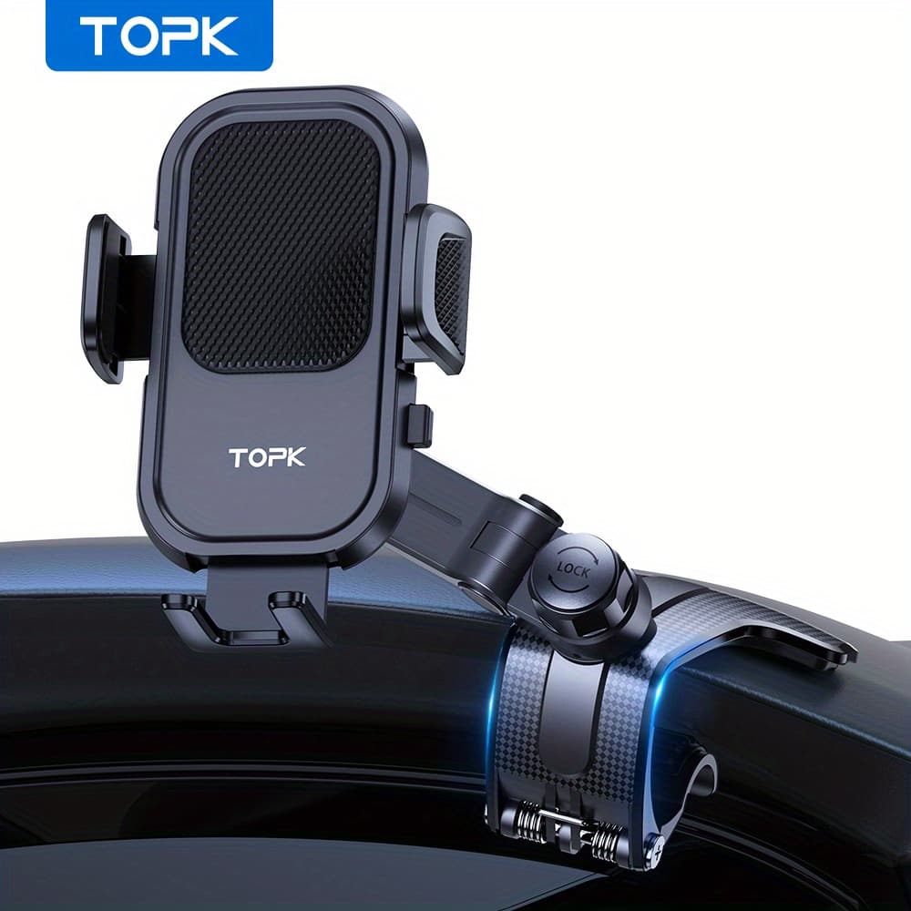 TEMU Topk D40-j Car Phone Holder For Dashboard, [multi-&stable] Adjustable Cell Car Phone Mount With Anti-slip Clip For All Smartphone