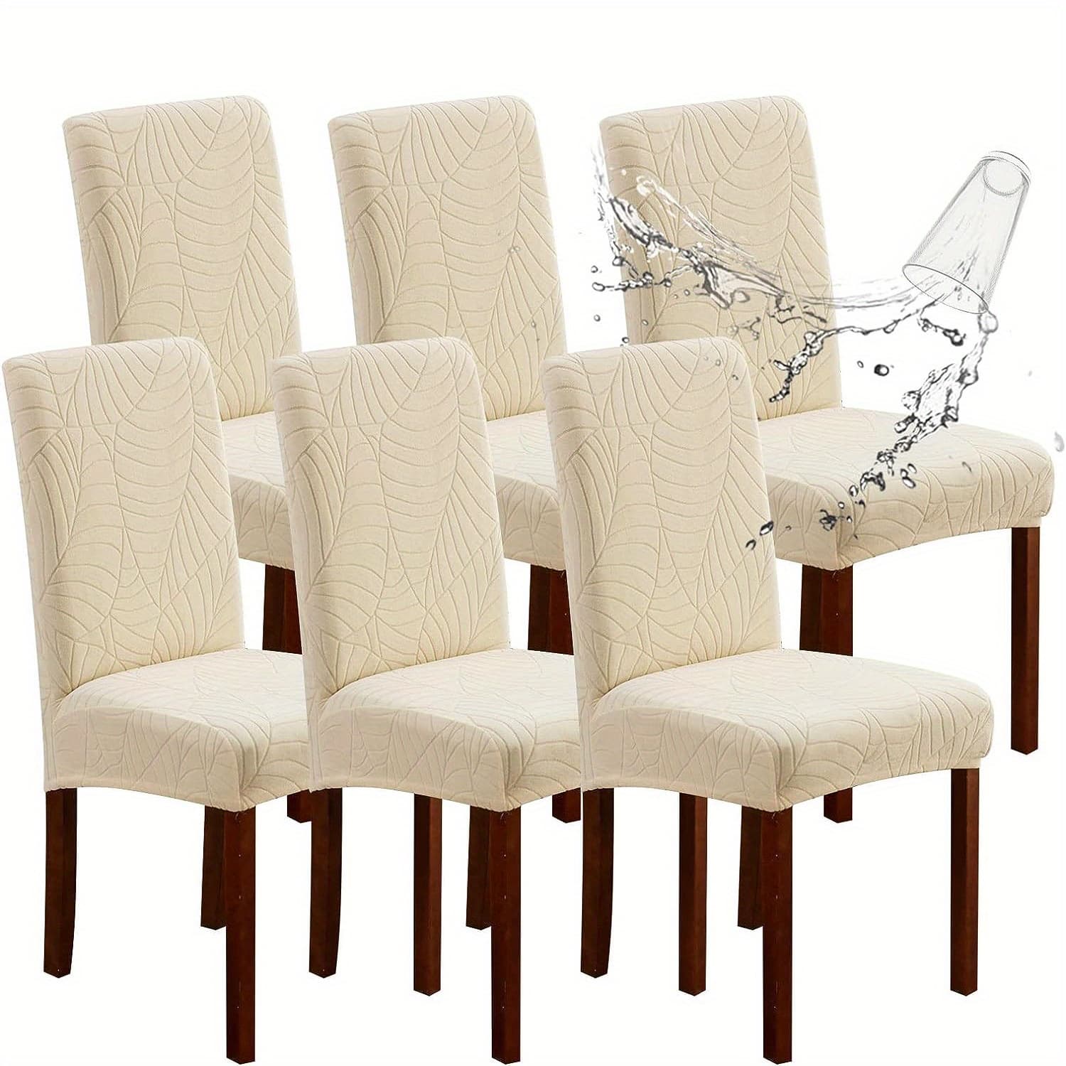 TEMU 4/6pcs Chair Covers For Dining Room, Stretch Jacquard Dining Chair Slipcovers Removable Washable Chair Protector For Kitchen, Hotel, Restaurant, Valentine's Day Home Decorations
