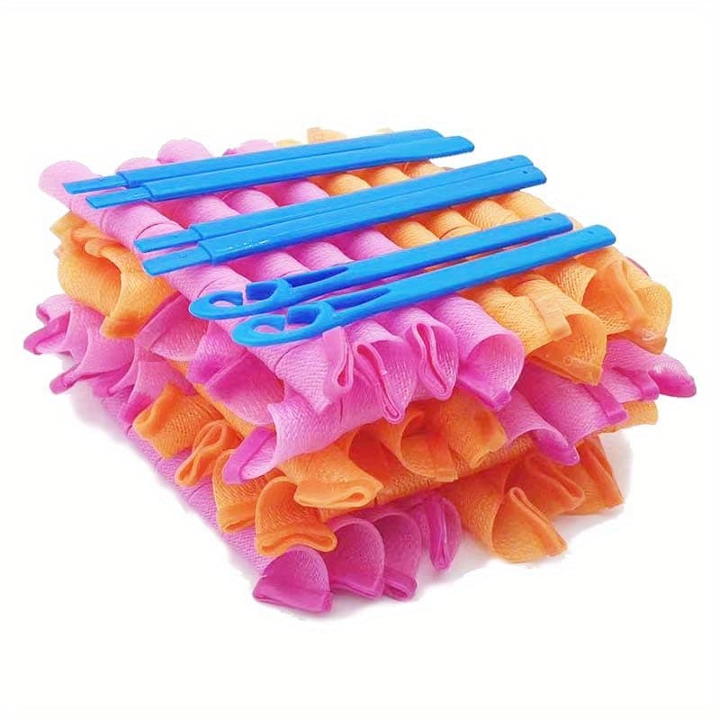 TEMU No Heat Hair Curlers Heatless Spiral Curlers With Styling Hooks Hair Rollers No Heat Damage Diy Styling Kit For Women Kids Long Medium Hair