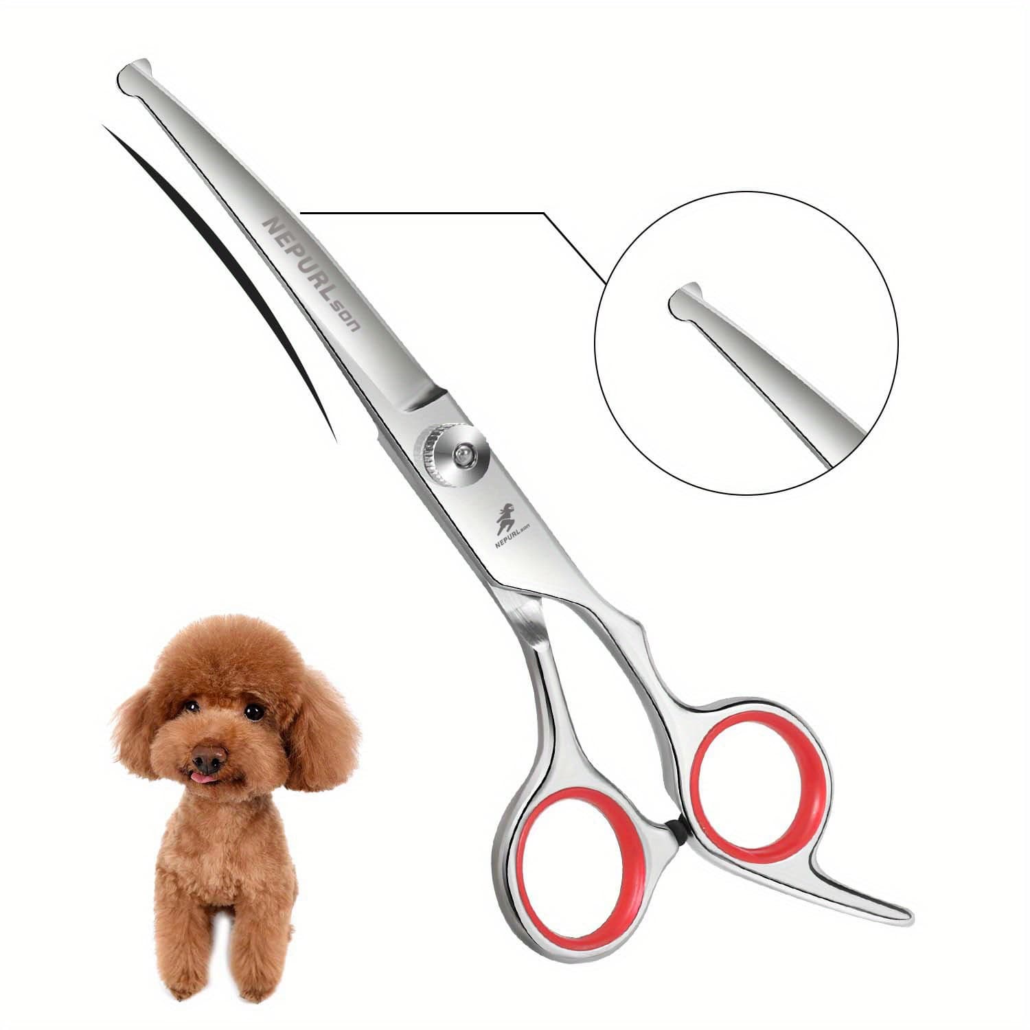 TEMU Pet Grooming Cut Curved Scissors Wholesale Stainless Steel Curved Scissors With Round Head Pet Grooming Tools
