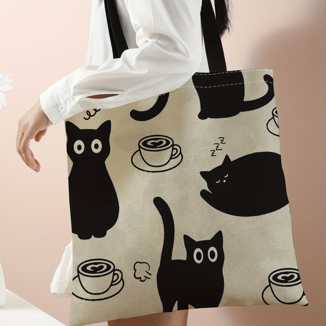 TEMU Printed Handbag Casual Travel Beach Bag Large Capacity Reusable Shoulder Shopping Bag Women's Casual Handbag Large Capacity Beach Bag Handheld Shopping Bag Printed Ladies Grocery Handbag