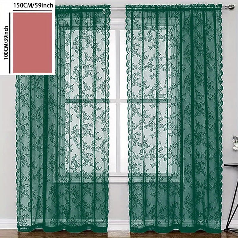 TEMU 1pc Green Sheer Curtain