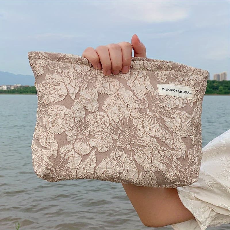 TEMU Floral Print Comestic Bag, Portable Makeup Storage Pouch, Toiletry Organizer & Travel Accessories