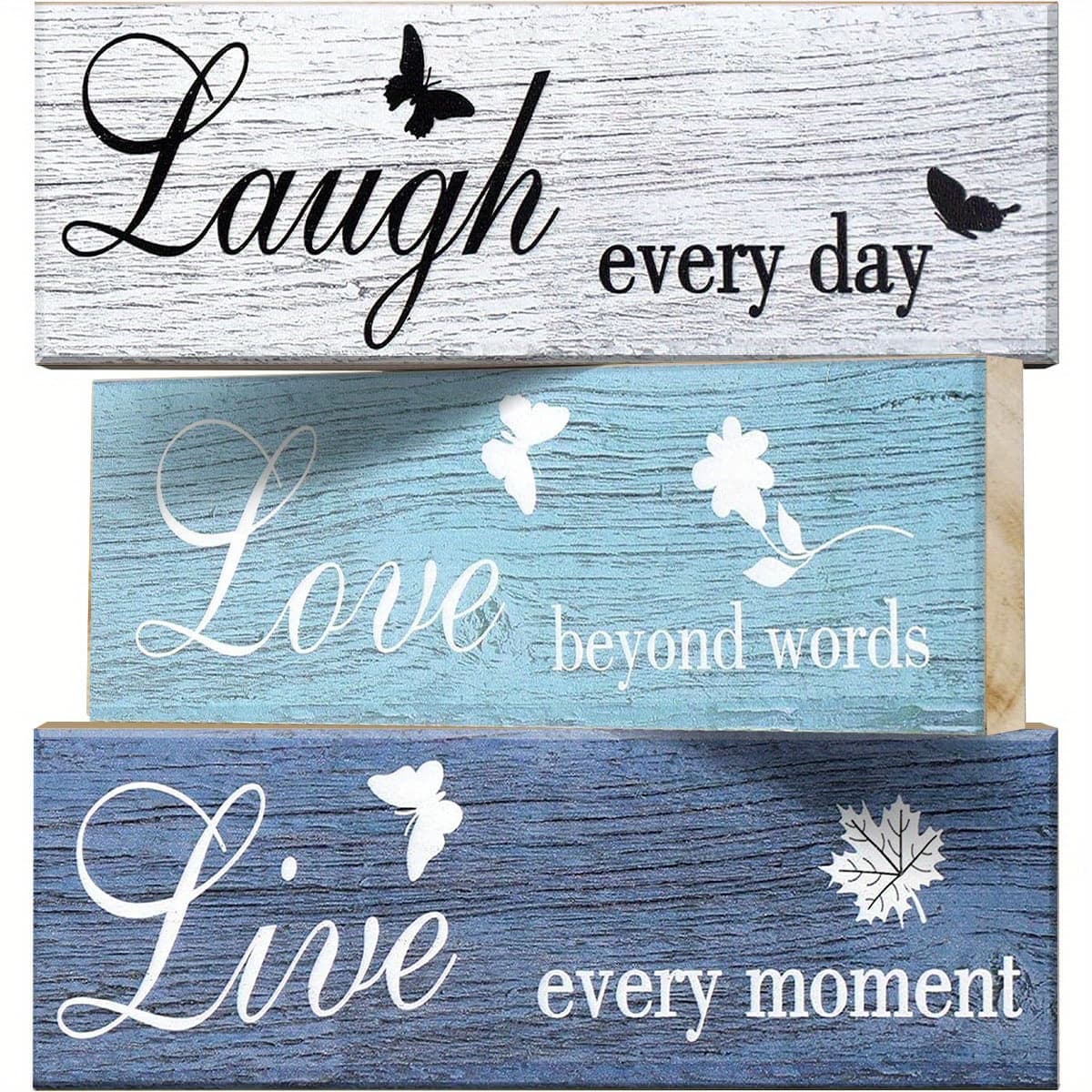 TEMU 3pcs Warm Style Wooden Strip Decoration, Tray Decoration Additions, Party Festival Desktop Atmosphere Dress Up, Decor, Creative Gift